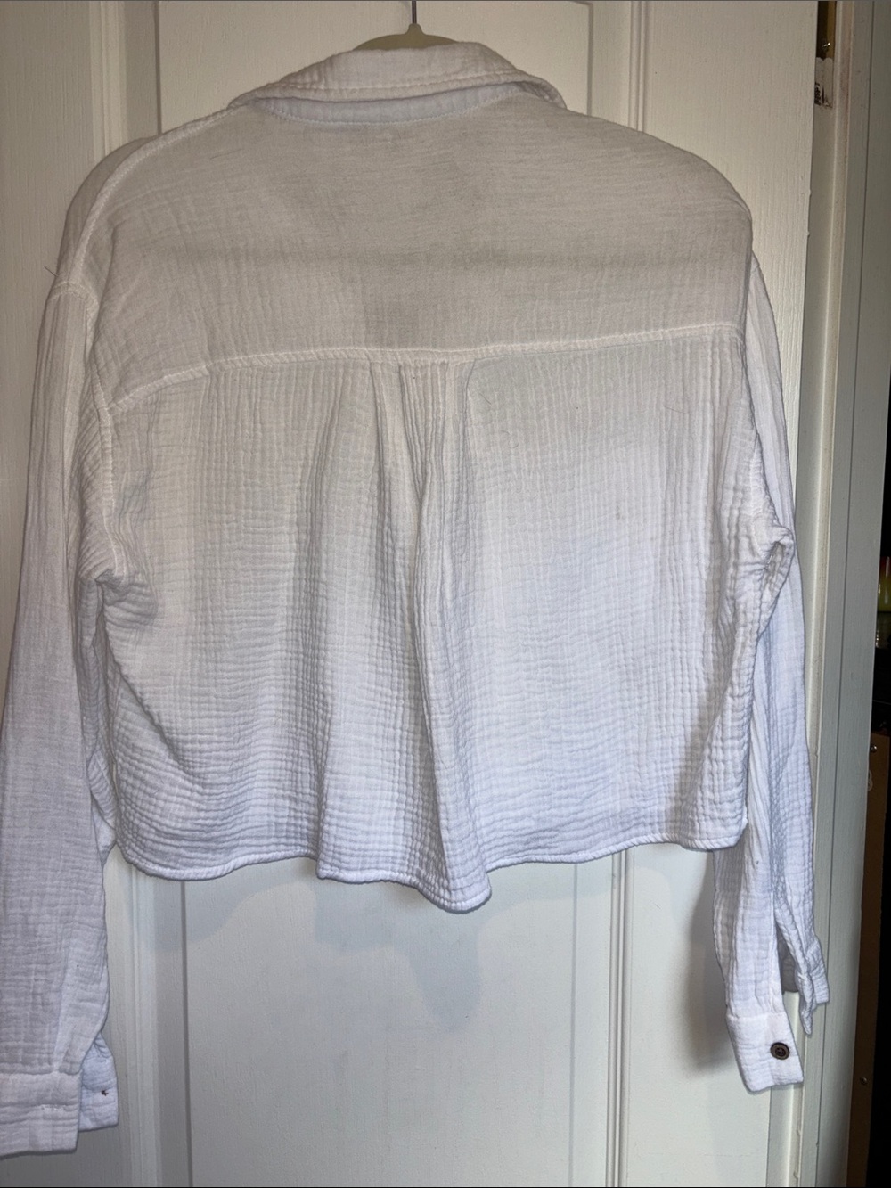 LOVE NOTES WHITE CRINKLED CROP TOP
L/S BUTTON DOWN SIZE MEDIUM ALL COTTON - Picture 4 of 8